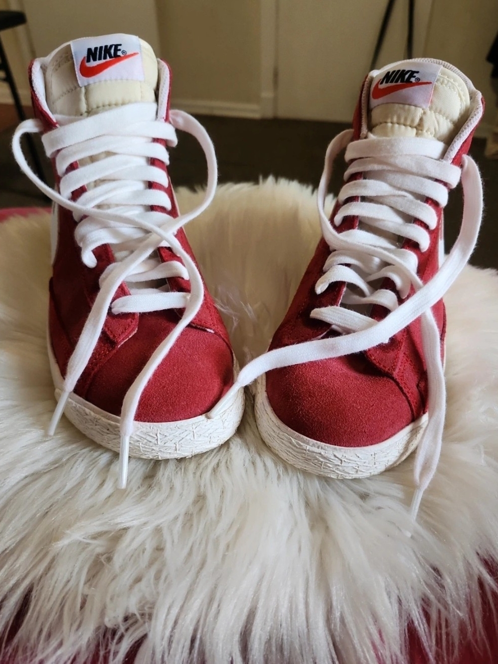 Nike Youth Suede Red High-Top Sneakers